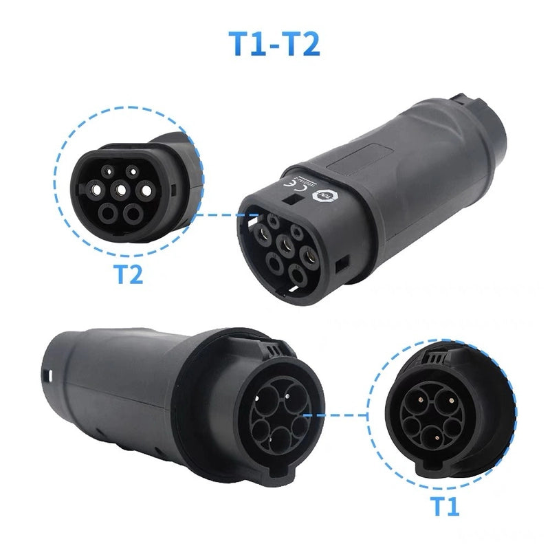 16A 32A elektr avtomobil zaryadlash adapteri J1772 dan IEC62196 EV 1-toifa 2-toifa adapter