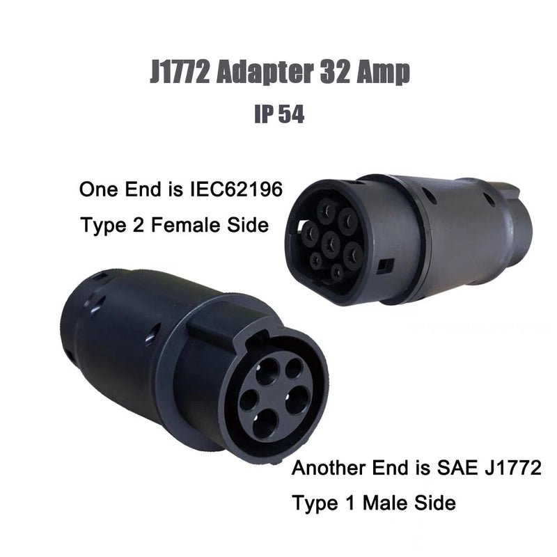 16A 32A elektr avtomobil zaryadlash adapteri J1772 dan IEC62196 EV 1-toifa 2-toifa adapter