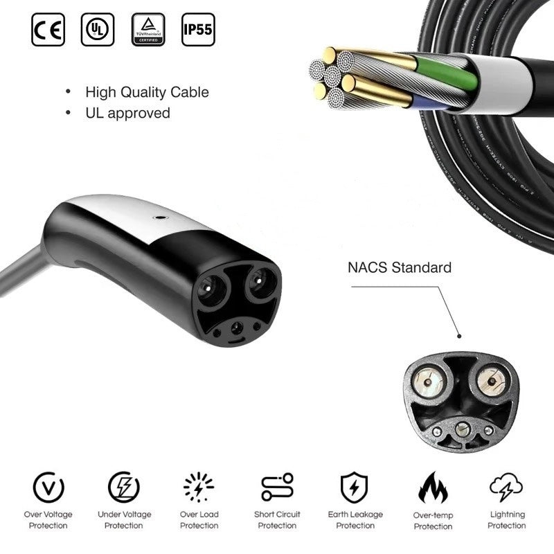 SAE J1772 EV Connector 16A 32A 40A 50A Type 1 EV Plug For US Standard Electric Vehicle Charging Station EV Cable Plug
