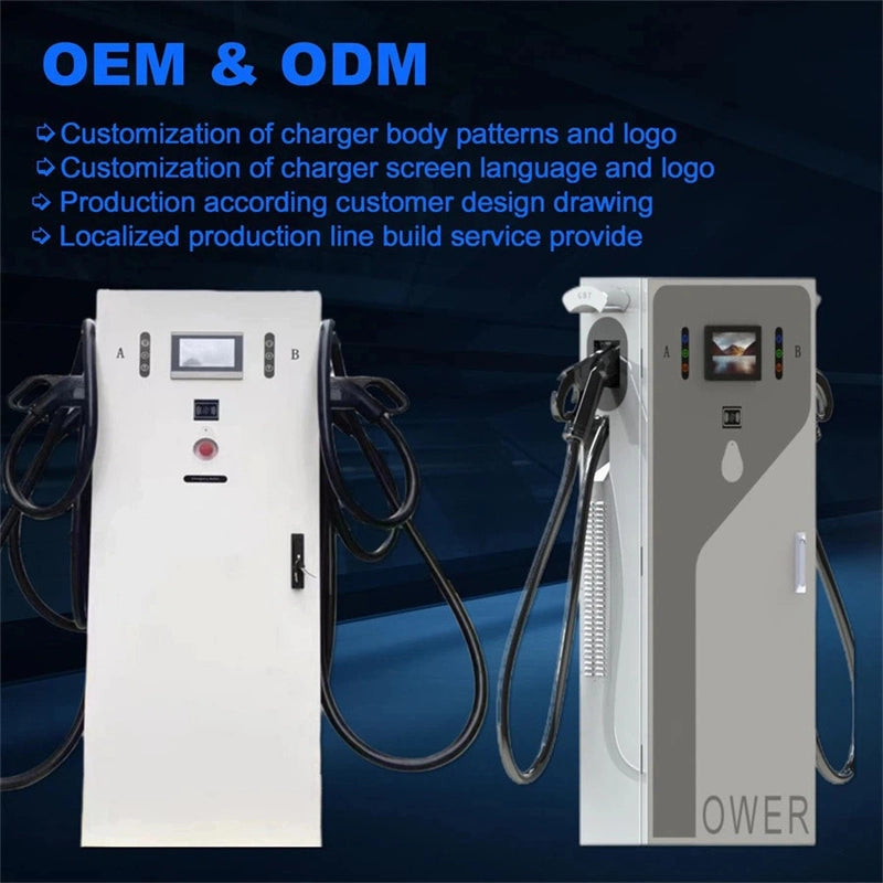 20KW 30KW 40KW 60KW 380V GBT CCS1 CHAdeMO CCS2 konnektori OCPP bilan ikkita yakka qurolli tez DC EV zaryadlash stansiyasi