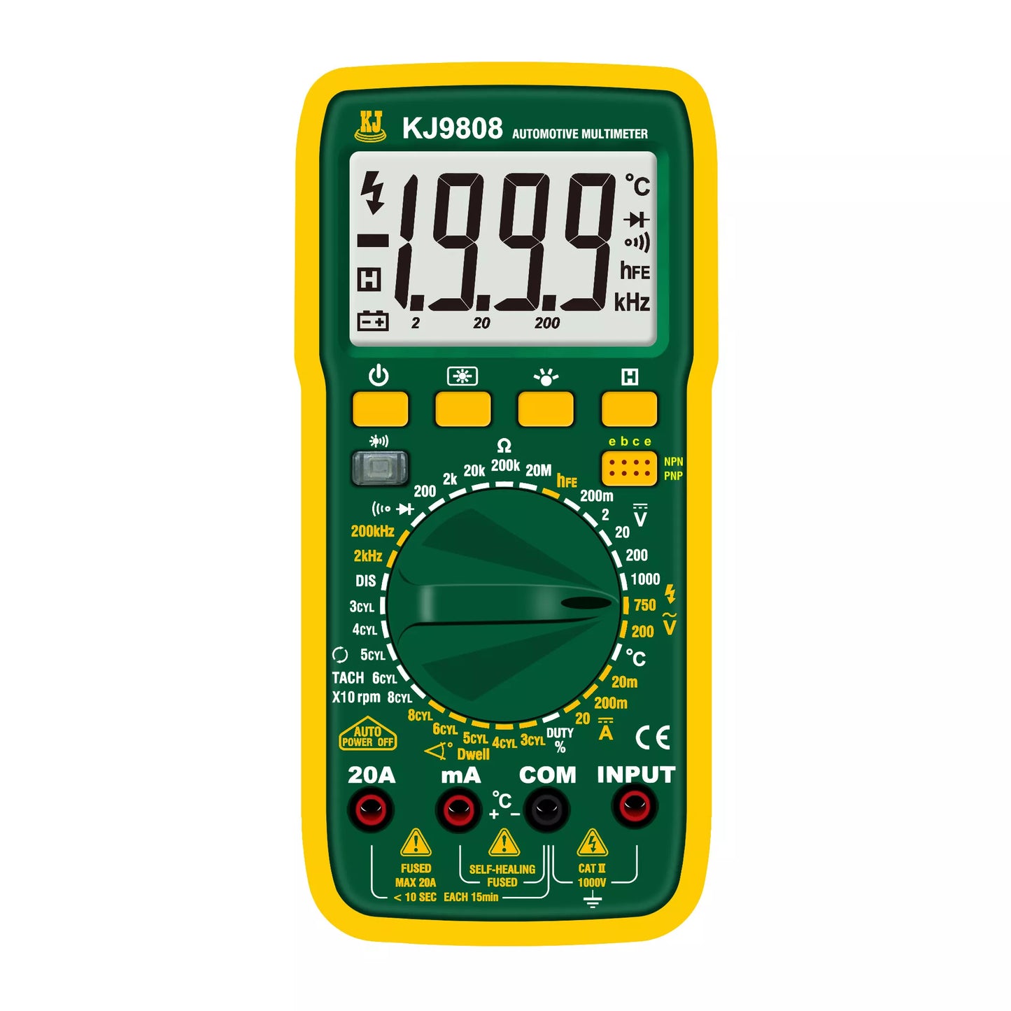 KJ9808 qo'lda diapazonli avtomobil multimetri