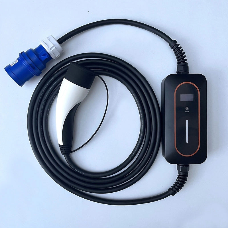 Портативное зарядное устройство для электромобилей Type 2 32A 7kW EV зарядная станция с ЖК-дисплеем и регулировкой тока