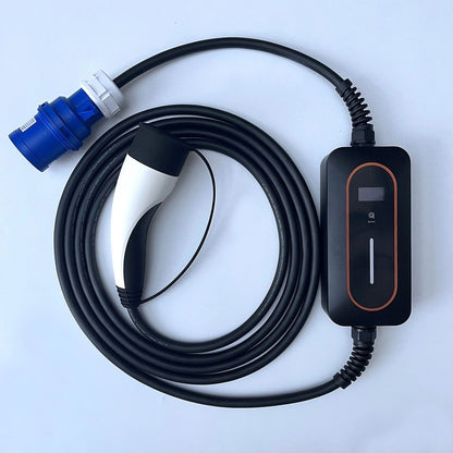 Портативное зарядное устройство для электромобилей Type 2 32A 7kW EV зарядная станция с ЖК-дисплеем и регулировкой тока