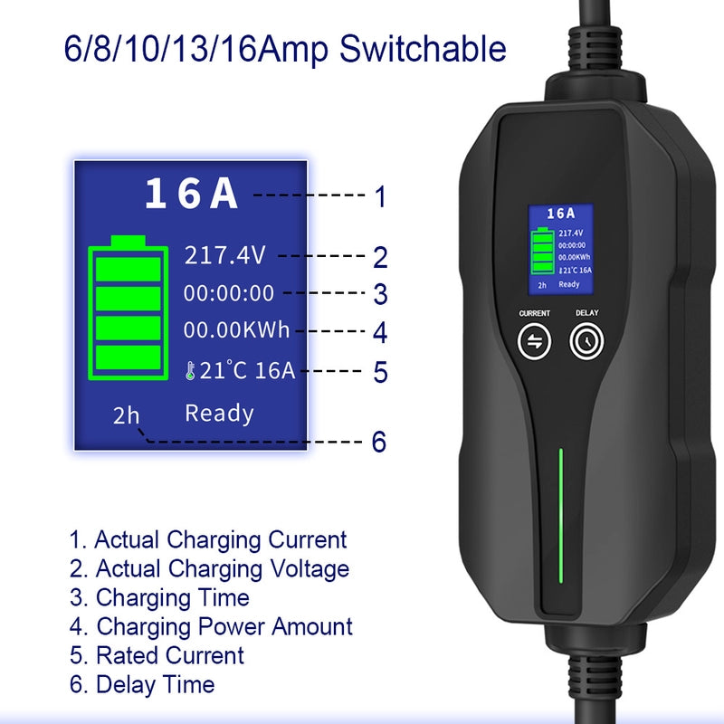 Портативная зарядная станция EVSE Home EV 3,6 кВт, зарядное устройство EV Level 2 120 В - 240 В 16 А