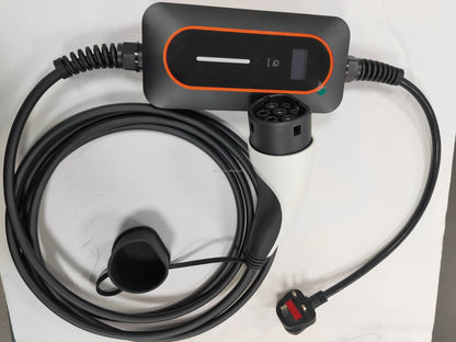 Портативное зарядное устройство для электромобиля Type 2 8A 10A 13A регулируемое с вилкой UK и ЖК-дисплеем