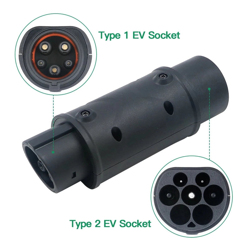32A 2-toifa 1-toifa EVSE adapteri 7kVt IEC 62196-2 dan SAE J1772 EV konvertori