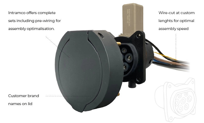 IEC 62196 Аксессуары для зарядки электромобилей Тип 2 Гнездо со шторкой и электронным замком