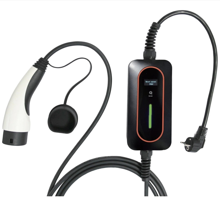 Портативное зарядное устройство для электромобиля переменного тока типа 2 с вилкой Schuko 16A и ЖК-дисплеем