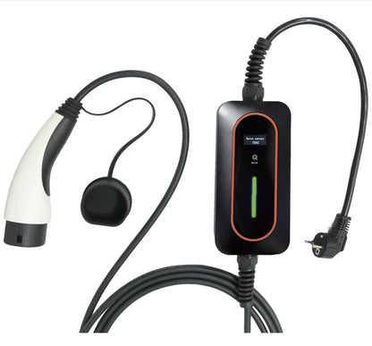 Портативное зарядное устройство для электромобиля переменного тока типа 2 с вилкой Schuko 16A и ЖК-дисплеем