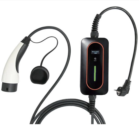 Портативное зарядное устройство для электромобиля переменного тока типа 2 с вилкой Schuko 16A и ЖК-дисплеем