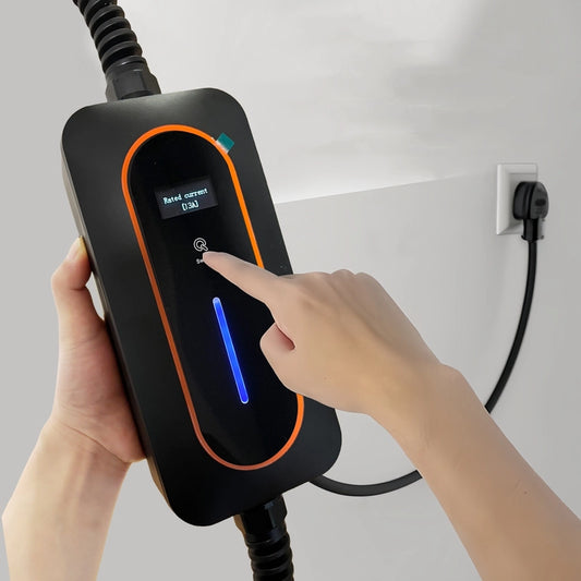 3.6KVt 16A toifa 2 EV zaryadlovchi, LCD displeyli portativ bir fazali elektr avtomobil zaryadlovchi