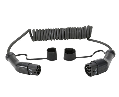 Пружинный спиральный кабель для зарядки электромобиля Тип 2 - Тип 2 16A 32A кабель для зарядки электромобиля