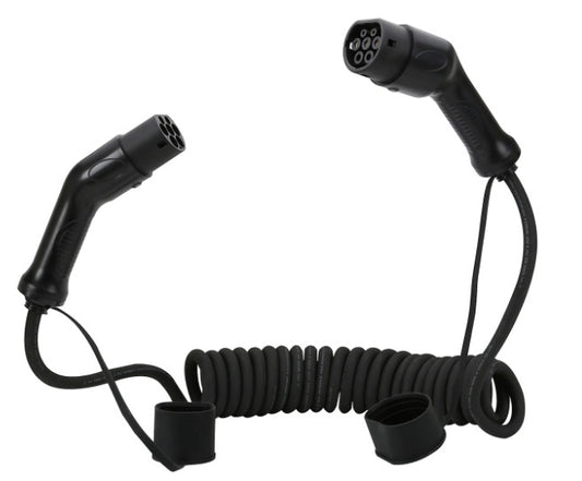 Пружинный спиральный кабель для зарядки электромобиля Тип 2 - Тип 2 16A 32A кабель для зарядки электромобиля