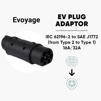 2-toifa 1-toifa EVSE adapter IEC 62196 dan SAE J1772 ga elektr avtomobil zaryadlovchi adapter