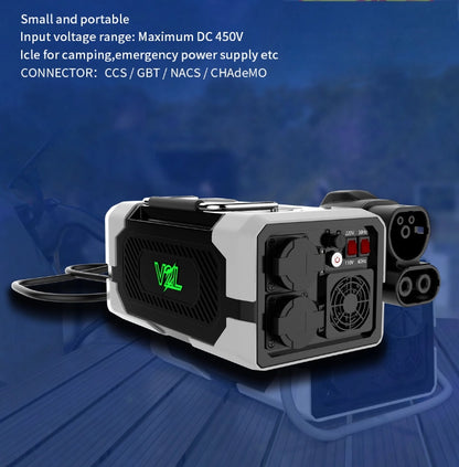 GBT CHAdeMo CCS NACS Tesla shahar zaryadlovchi vilkasi V2L avtomobilga yuklanadigan portativ zaryadsizlantiruvchi bilan yangi dizayndagi 3,5 kVt V2L zaryadsizlantiruvchi qurilma